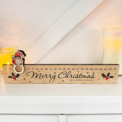 Custom Wooden Christmas Advent Countdown Slider with Holly Accent