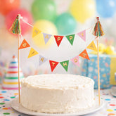 Playful Brights Bunting Cake Topper For Colourful Birthday Cake Displays (21 cm)