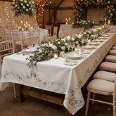 Sage Green Botanical Polyester Tablecloth for Weddings and Anniversary Tables 2.4m