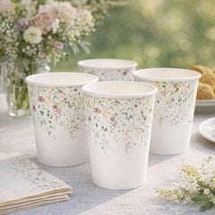 Santex Floral Paper Party Cup Disposable ( 27 cl), Wedding Birthday - Pack of 6