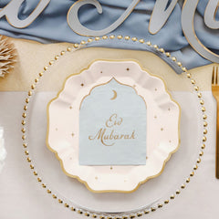 Eid Mubarak Paper Napkins Blue Gold Celebration Tableware