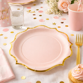 Pink & Gold Paper Plates for Birthday Parties and Celebrations (Pack of 8, 23 cm Diameter)