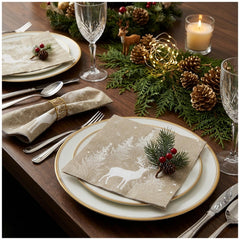 Christmas in the Snow Brown Paper Napkins for Festive Dining (Pack of 20, 16.5 cm)
