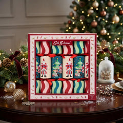 Santa Stripe Christmas Crackers, Green Red Festive Table Decorations, Set of 12
