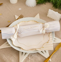 White Gold Fill Your Own Christmas Crackers for Festive Table Styling Pack of 6