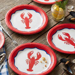 Santex Small Red Lobster Design Party Paper Plates, Pack of 6