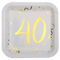age-40th-birthday-gold-square-paper-plates-x-10|LL615600000040|Luck and Luck| 1