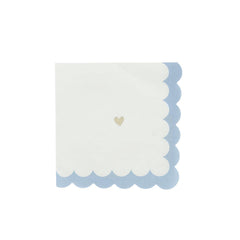 Blue White Gold Little Hearts Paper Napkins – 16 Pack Birthday Party
