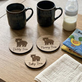Daddy Bear Mummy Bear Baby Bear Rustic Wooden Family Coffee Coasters