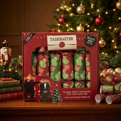 Taskmaster 2026 Festive Christmas Crackers with Hats Jokes and Tasks Pack of 6
