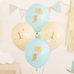 1st Birthday Mouse Balloons 30cm Light Blue Party Decor Set