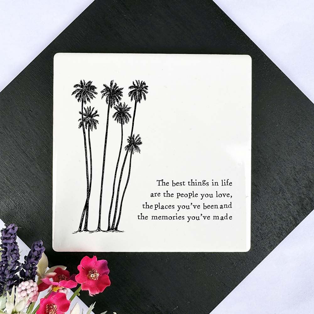 square-porcelain-coaster-best-things-in-life-keepsake-gift|UV154|Luck and Luck| 1