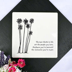 square-porcelain-coaster-best-things-in-life-keepsake-gift|UV154|Luck and Luck| 1