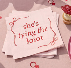 Pink She's Tying The Knot Paper Napkins Hen Party Tableware (Pack of 16, 16.5 cm)