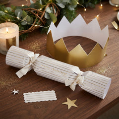 White Gold Fill Your Own Christmas Crackers for Festive Table Styling Pack of 6
