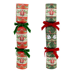 Red & Green Folk Christmas Crackers with Culinary Gifts for Festive Dining (Pack of 6)