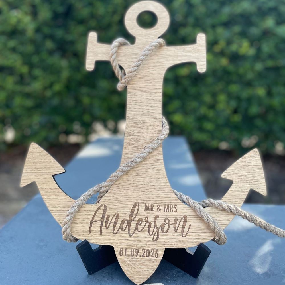 personalised-wooden-anchor-wedding-event-guest-book-nautical-theme|LLWWANCHORGB|Luck and Luck| 1