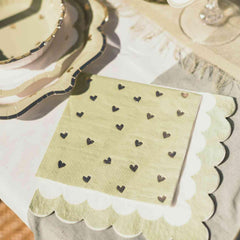 Green Gold Heart Cocktail Napkins 20 Pack Birthday Party Tableware