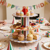 Playful Brights 3 Tier Paper Cake Stand For Birthday Dessert Tables (36 cm)