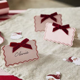 Christmas Velvet Place Cards - Red & Pink Table Decorations for Holiday Gatherings