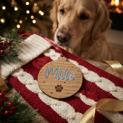 Personalised Pet Wooden Christmas Bauble for Cheerful Festive Tree Decoration