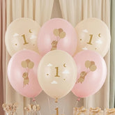 Pale Pink Number 1 Mouse Balloons 30cm First Birthday Decor
