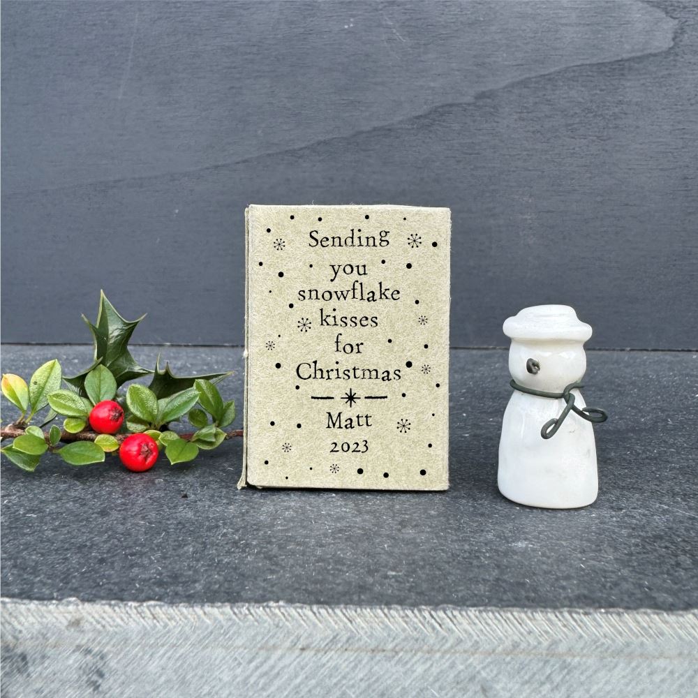 porcelain-christmas-snowman-personalised-matchbox-snowflake-kisses|LLUV5648|Luck and Luck| 1