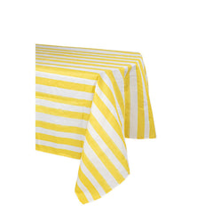 Yellow & White Polyester Birthday Tablecloth for Colourful Party Tables (140 x 120 cm)