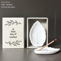 East of India Little Box of Comfort White Porcelain Mini Matchbox Keepsake Gift