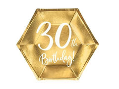 gold-30th-birthday-party-paper-plates-partyware-tableware-20cm-x-6|TPP7330019M|Luck and Luck| 1