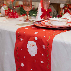 Santa Claus Christmas Table Runner Red Festive Dining Party Table Decoration