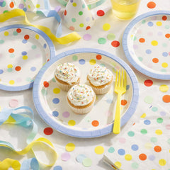 Confetti Design Paper Plates For Colourful Birthday Party Tables And Celebration Dining (Pack of 6, 23 cm)