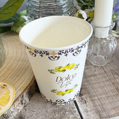 Dolce Vita Paper Cups Blue Yellow Birthday Party Tableware for Celebrations Set of 8