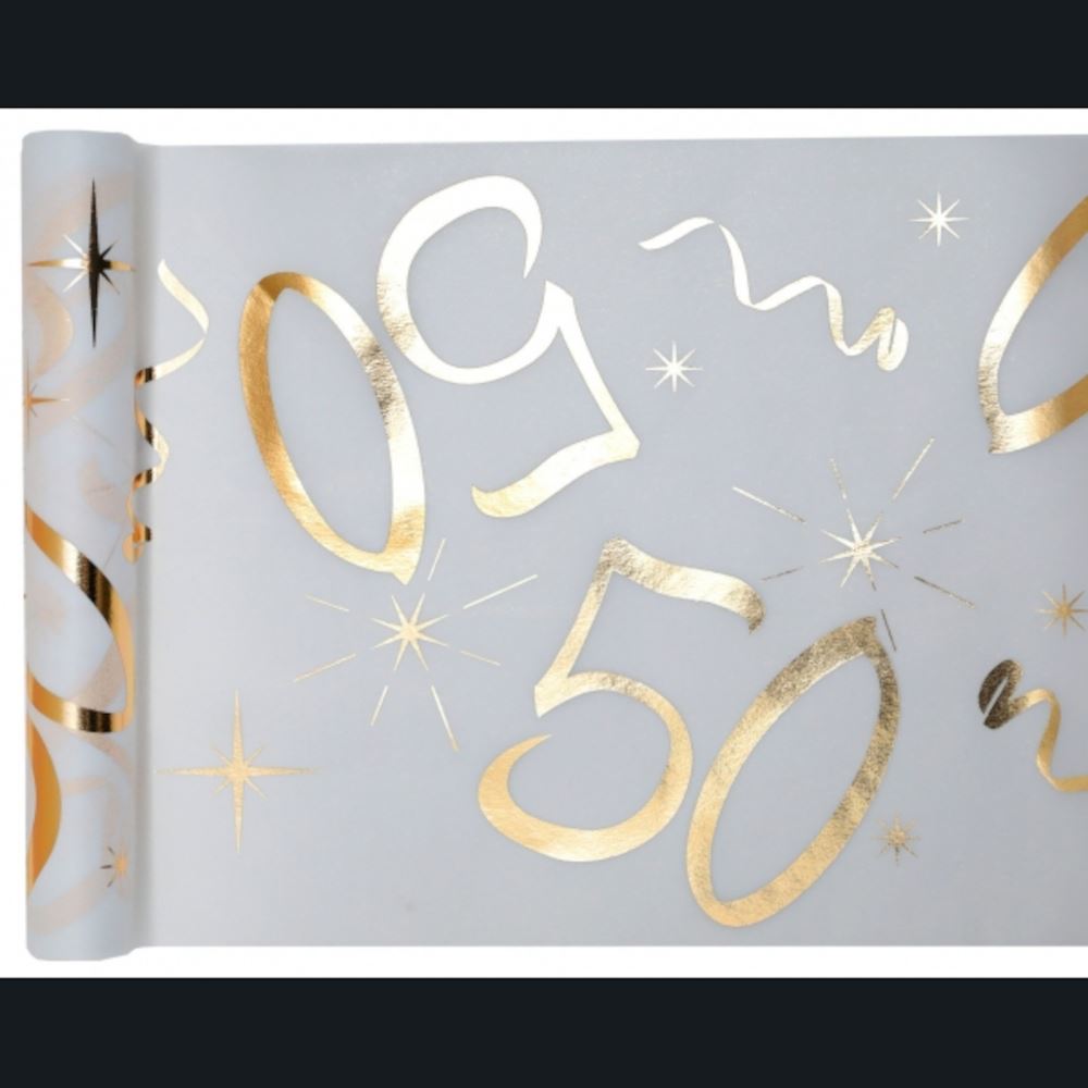 gold-age-50-birthday-table-runner-5m|615800300050|Luck and Luck| 1
