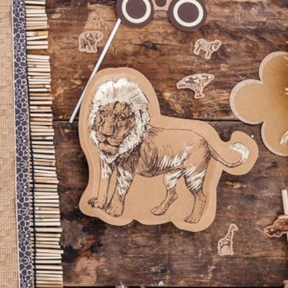 lion-animal-safari-rustic-brown-paper-party-plates-x-8|94030|Luck and Luck| 1