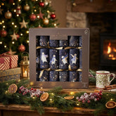 Arctic Waltz Penguin Christmas Crackers, Blue Festive Table Decor, Set of 6