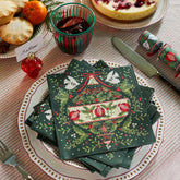Folklore Green Christmas Paper Party Napkins - 20 Pack