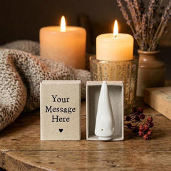 Personalised Christmas Tree Matchbox with Porcelain Ornament and Your Own Message