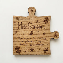 Personalised Thank You Teacher Wooden Coaster Gift (11.5cm)