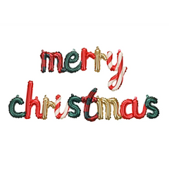 Red Merry Christmas Foil Balloon Banner for Cheerful Seasonal Party Decor