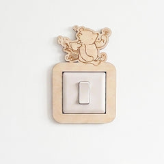 Winnie the Pooh and Piglet Wooden Light Switch Surround Nursery Decor 20 cm