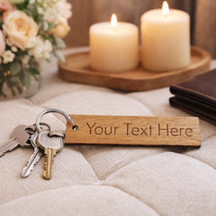 Personalised Wooden Your Text Keyring Custom Message Gift