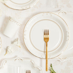 White Gold Paper Plates 23cm Elegant Wedding Party Set of 6