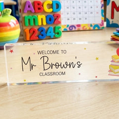 Personalised Welcome To Classroom Acrylic Block by Luck and Luck