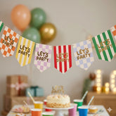 Playful Brights Lets Party Card Flag Bunting For Birthday Wall Decor (200 cm)