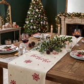 Hohoho Christmas Table Runner Red Cream Festive Dining Party Table Decoration