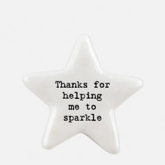 East of India Porcelain Star Mini Token – Thanks for Helping Me Meaningful Gift