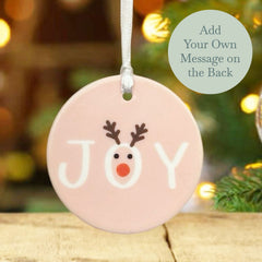 personalised-christmas-porcelain-bauble-pink-joy-with-reindeer-gift|LLUVPORC16|Luck and Luck| 1