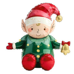 Playful Christmas Elf Foil Balloon Red Green Cheerful Party Decoration