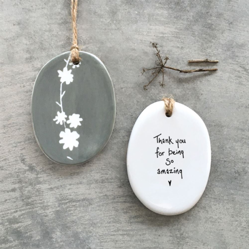 east-of-india-porcelain-oval-hanger-thank-you-for-being-amazing|6998|Luck and Luck| 1